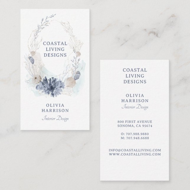 Modern Coastal Interior Designer Business Card (Front/Back)