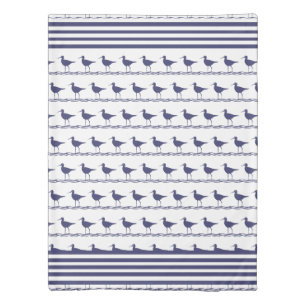 Modern Coastal Nautical White Navy Blue Sandpiper Duvet Cover