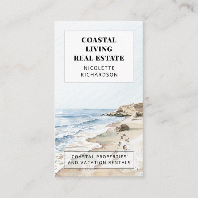 Modern Coastal Realtor Real Estate Business Card (Front)