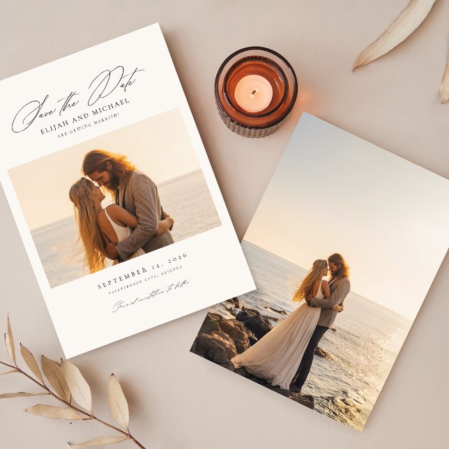 Modern Coastal Romance Photo Wedding Save the Date Invitation (Creator Uploaded)