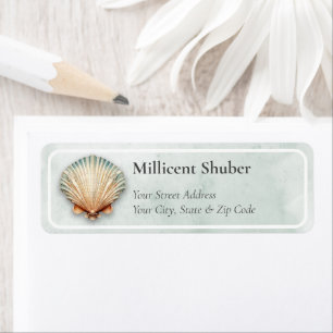 Modern Coastal Seashell Aqua Label