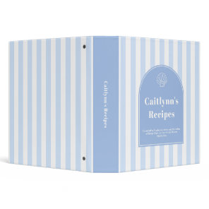 Modern Coastal Seashell Bridal Shower Recipes 3 Ring Binder