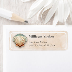 Modern Coastal Seashell Sand Label