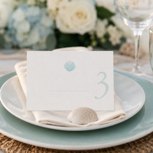 Modern Coastal Seashell Wedding Place Card