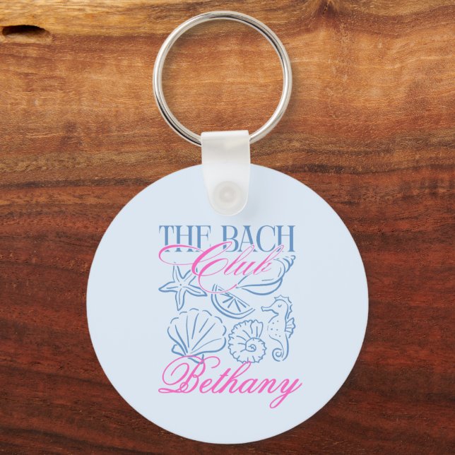Modern Coastal Shell Bachelorette Party Custom Keychain (Back)