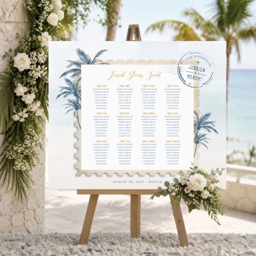 Modern Coastal Stamp Wedding Seating Chart