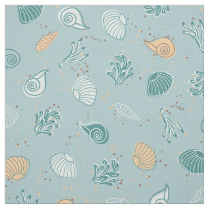 Modern Coastal Style Sea Shells Pattern Marine Fabric