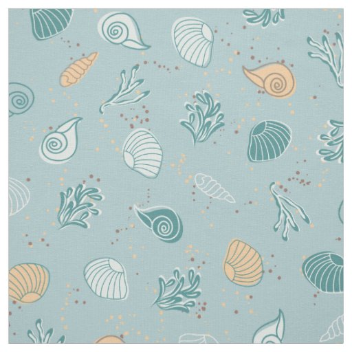 Modern Coastal Style Sea Shells Pattern Marine Fabric