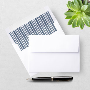 Modern Coastal Watercolor Blue Stripes Wedding  Envelope Liner