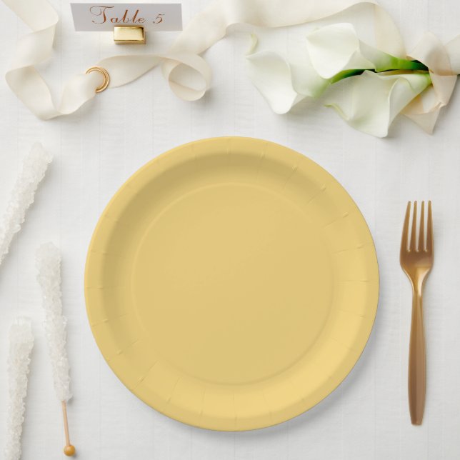Modern coastal yellow solid paper plates (Wedding)