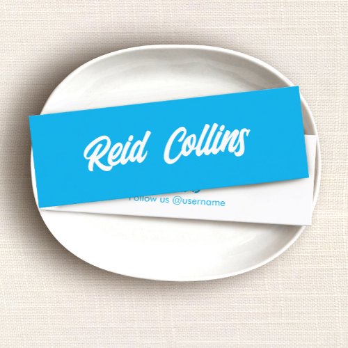  Modern Cobalt Blue Bold Script Mini Business Card