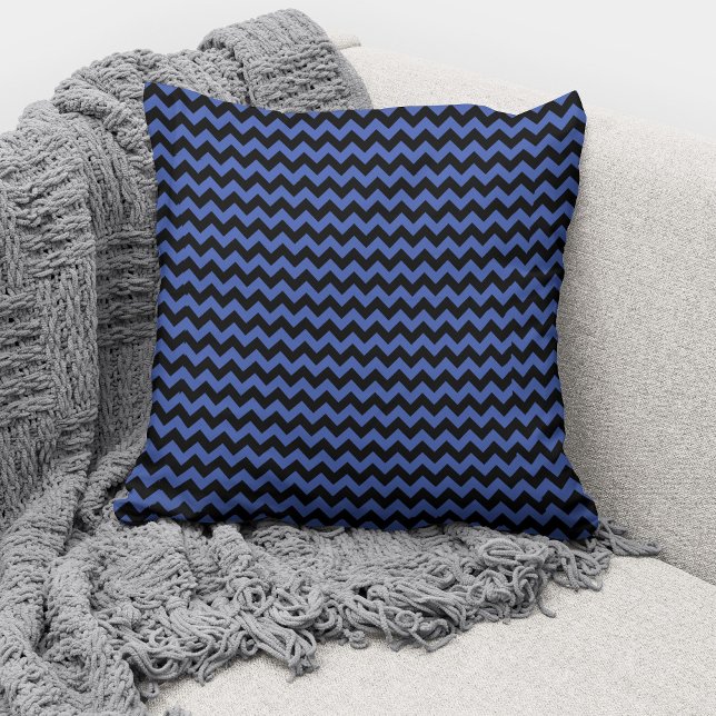 Modern Cobalt Blue Chevron Stripes Pattern Throw Pillow (Creator Uploaded)