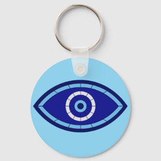 Modern Cobalt Blue Geometric Evil Eye Protection Keychain