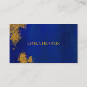 Modern Cobalt Blue Gold Splatter Business Card