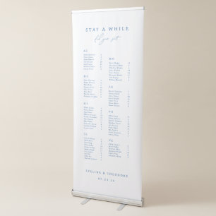 Modern Cobalt Blue Wedding Seating Chart Retractable Banner