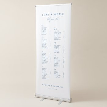 Modern Cobalt Blue Wedding Seating Chart Retractable Banner by origamiprints at Zazzle