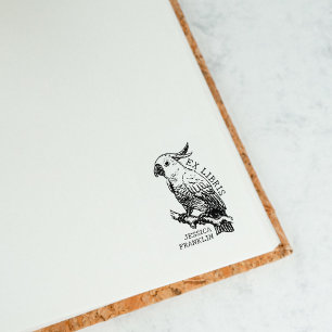 Modern Cockatoo, Library Ex Libris Book Rubber Stamp