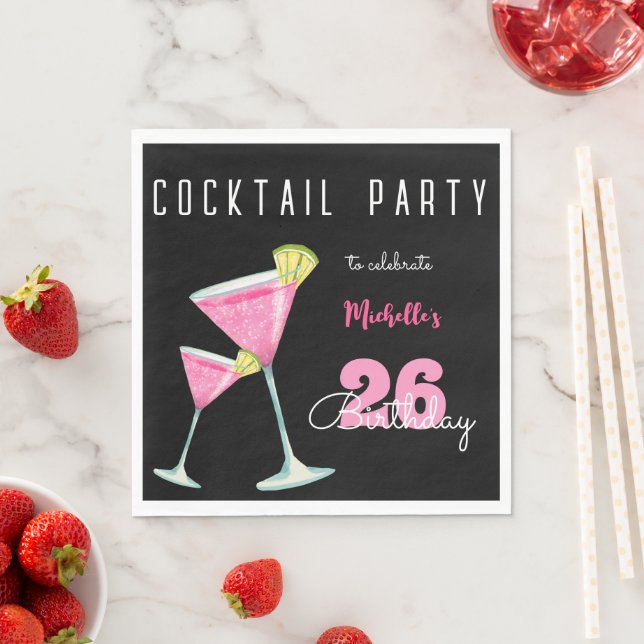 modern Cocktail birthday party black Napkins (Insitu)