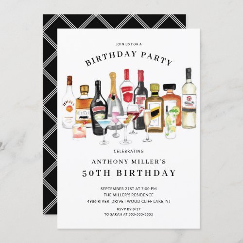 Modern Cocktail Birthday Party Invitation