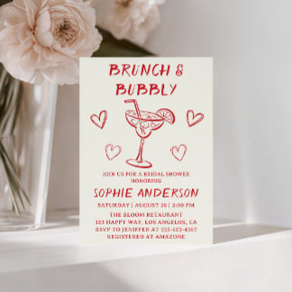 Modern Cocktail Brunch & Bubbly Bridal Shower Invitation
