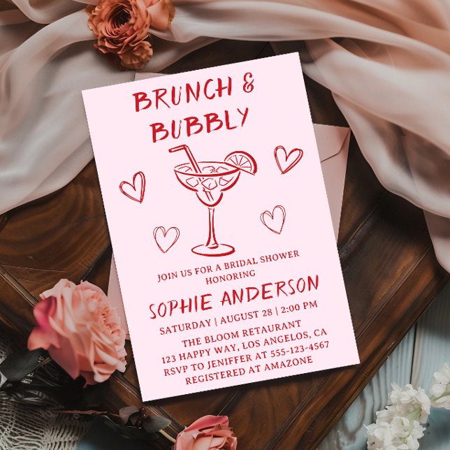 Modern Cocktail Brunch & Bubbly Bridal Shower      Invitation (Creator Uploaded)