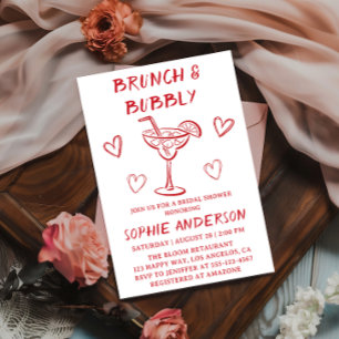 Modern Cocktail Brunch & Bubbly Bridal Shower Invitation