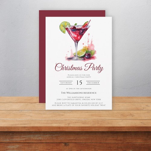 Modern cocktail christmas party  invitation