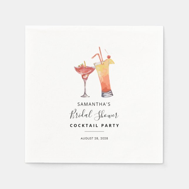 Modern Cocktail Party Bridal Shower Paper Napkins (Front)