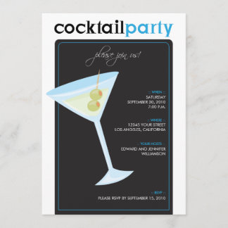 Modern Cocktail Party Invitation (aqua)