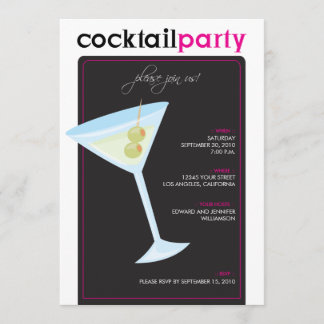 Modern Cocktail Party Invitation (fuschia)