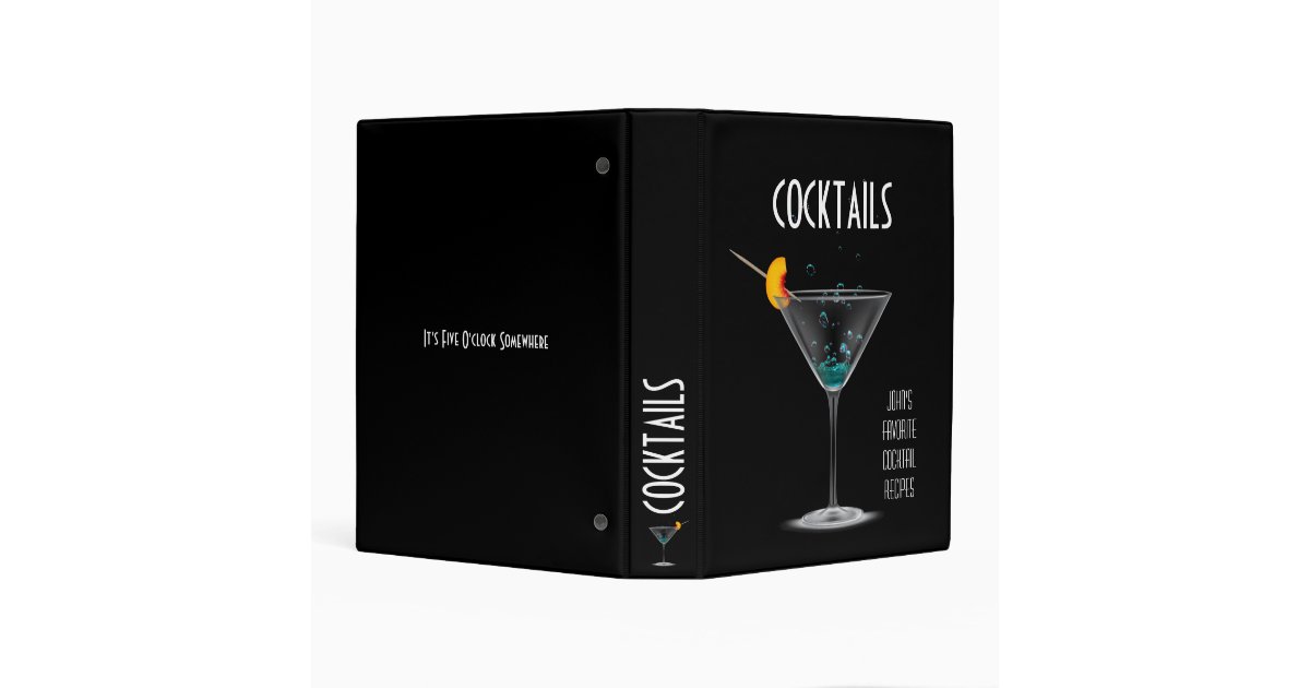 Modern Cocktail Recipe Organizer Martini Glass Mini Binder Zazzle