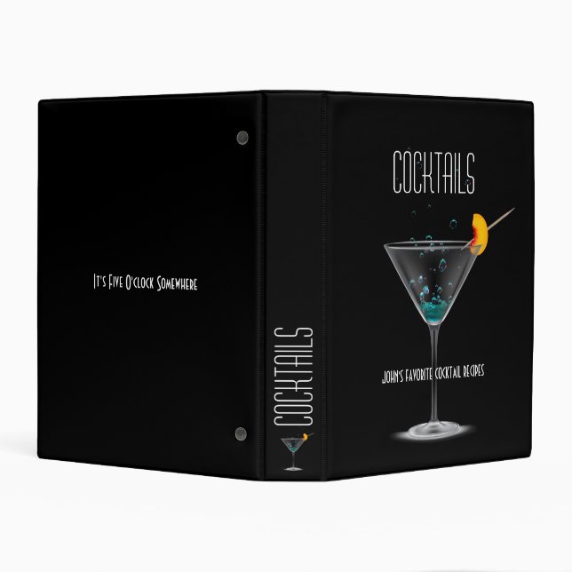 Modern Cocktail Recipe Organizer Martini Glass Mini Binder (Background)