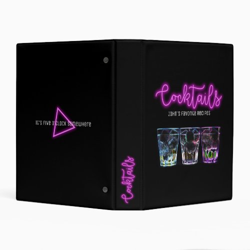 Modern Cocktail Recipe Organizer Purple Neon Mini Binder