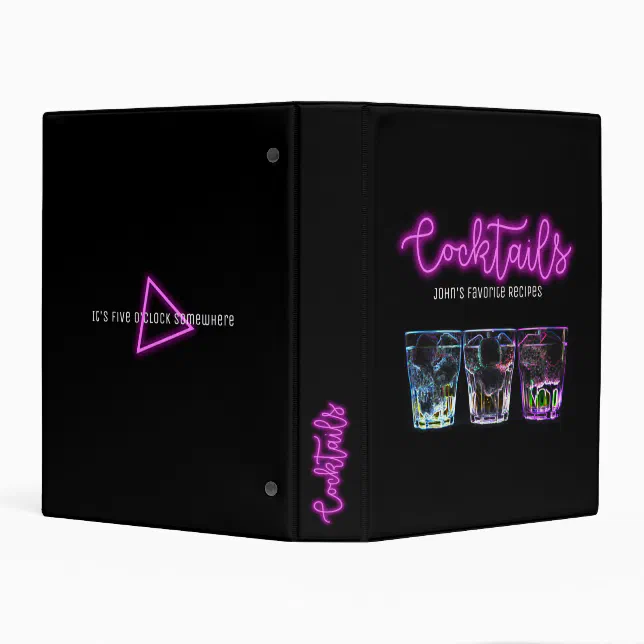 Modern Cocktail Recipe Organizer Purple Neon Mini Binder Zazzle