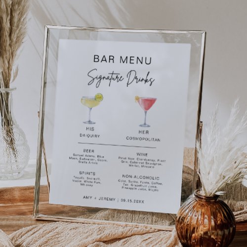 Modern Cocktail Signature Drink Bar Menu Sign