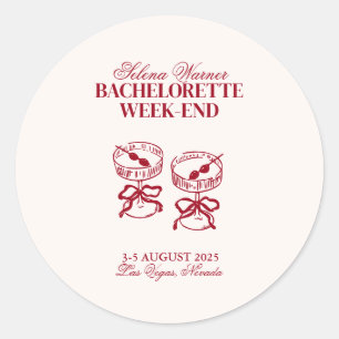 Modern Cocktails Bachelorette Weekend Classic Round Sticker