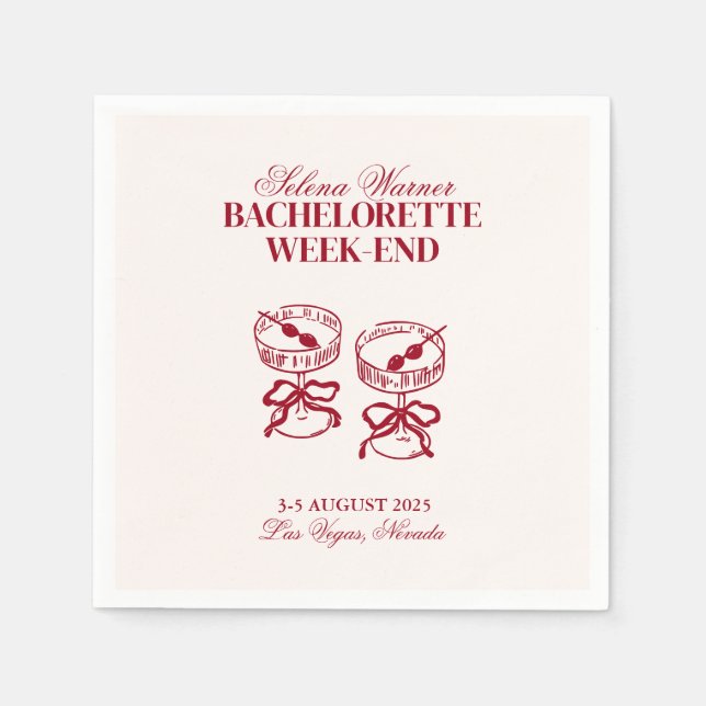 Modern Cocktails Bachelorette Weekend Napkins (Front)