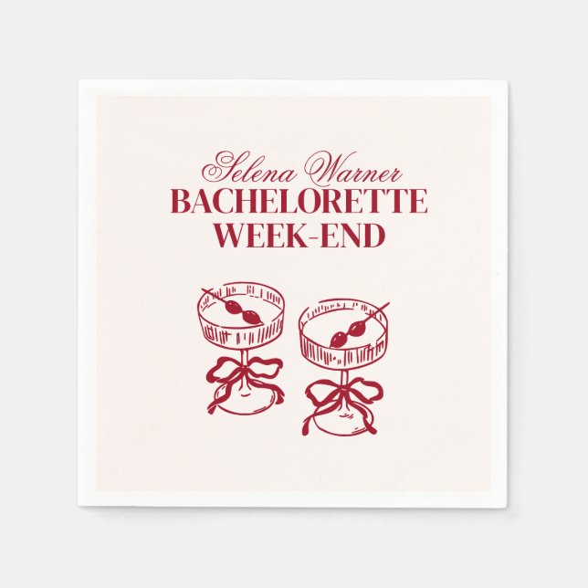 Modern Cocktails Bachelorette Weekend Napkins (Front)