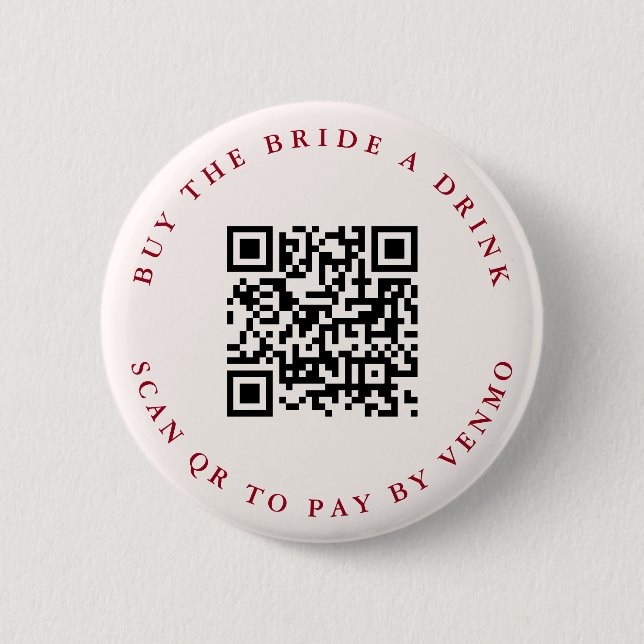 Modern Cocktails Bachelorette Weekend QR Code  Button (Front)