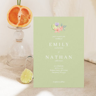 Modern Cocktails Citrus Watercolor Floral Paradise Invitation