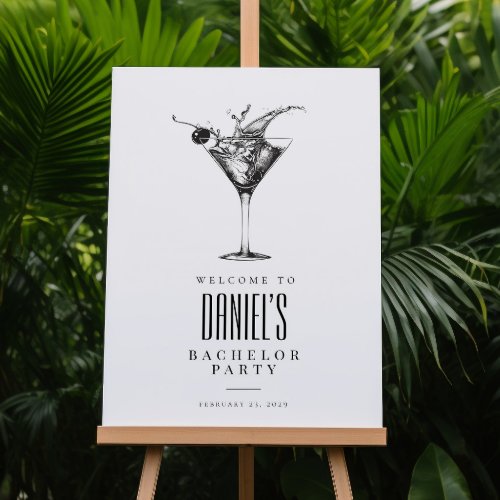 Modern Cocktails Drink Bachelor Party Welcome Sign