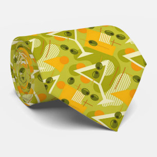 Modern Cocktails Olive Green Martini Neck Tie