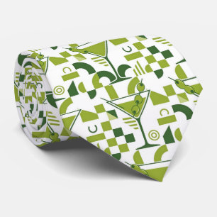 Modern Cocktails Olive Green Martini Neck Tie