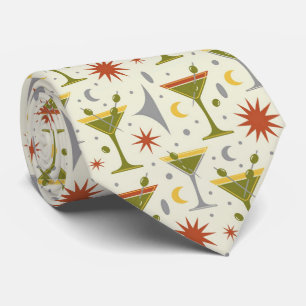 Modern Cocktails Olive Green Martini Neck Tie
