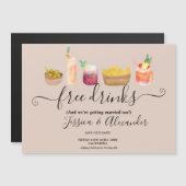 Modern cocktails watercolor blush save the date (Front/Back)