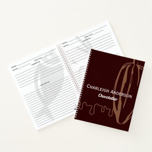 Modern Cocoa Pod Chocolatier Chocolate Recipe Notebook
