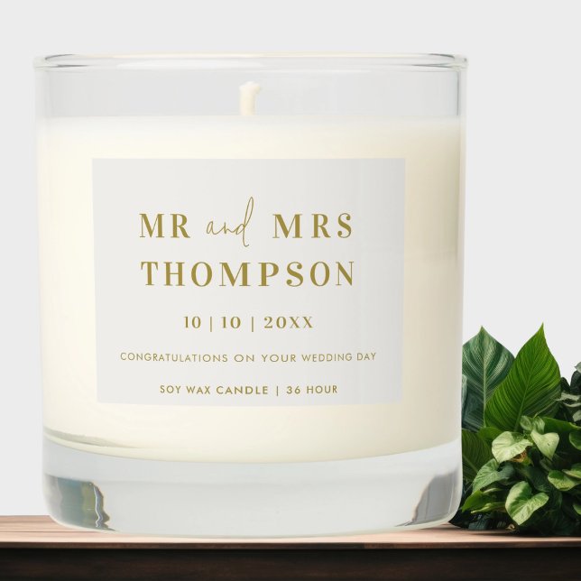 Modern Coconut Milk Gold MR & MRS Wedding  Scented Candle (Creator Uploaded)