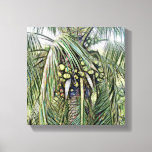 Modern Coconuts Palm Tree Tropical Greenery  Canvas Print