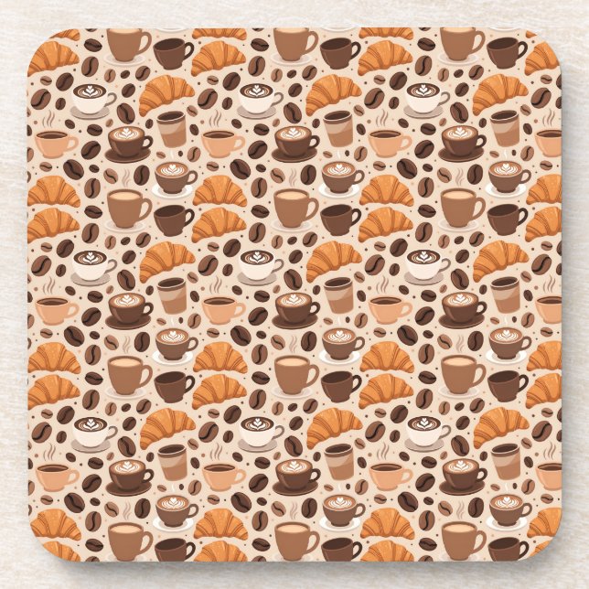 Modern Coffee Aesthetic Pattern Beverage Coaster (Front)