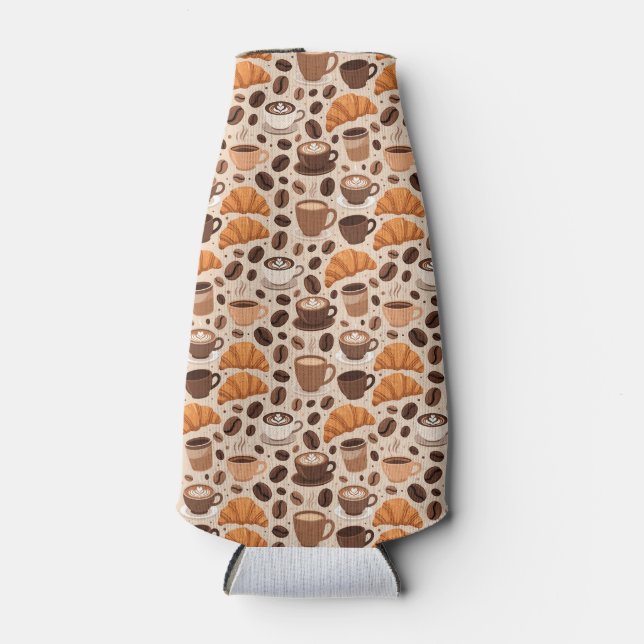 Modern Coffee Aesthetic Pattern Bottle Cooler (Front)